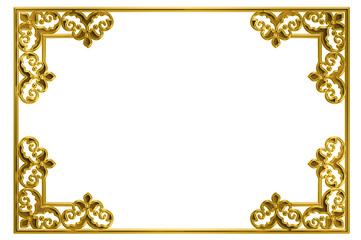 golden floral frame isolated on white background 