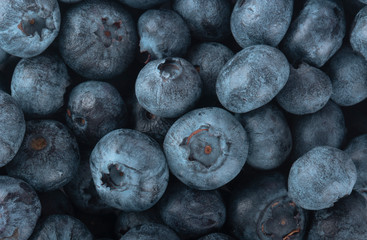 heap of blueberries background. top view