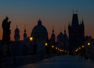 Fototapeta na wymiar Charles bridge at Sunrise, Prague, Czech Republic