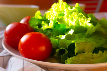 tomatoes and lettuce leaves