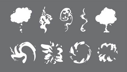 Cartoon Smoke Sprite Set. Vector Illustration.