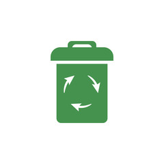 Trash icon. Green ecological sign. Protect planet. Vector illustration for design.