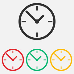 Clock icon isolated on white background. Vector illustration.