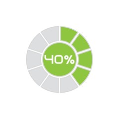 Green pie chart percentage diagram on white background