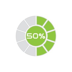 Green pie chart percentage diagram on white background