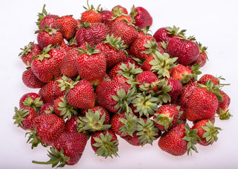 fresh ripe strawberries isolated on white background