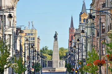 Łódź, Polska- widok na Plac Wolności.	
