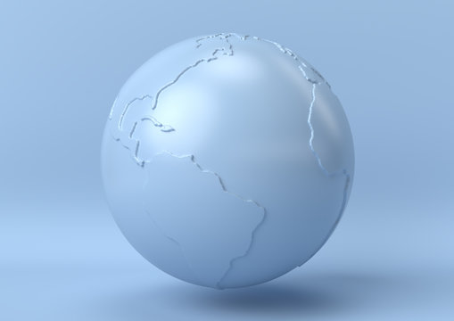 Creative minimal summer idea. Concept blue earth with pastel background. 3d render..