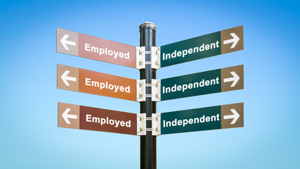 Fototapeta premium Street Sign Independent versus Employed