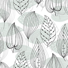 Floral background with abstract leaves. Hand-drawn vector illustration.