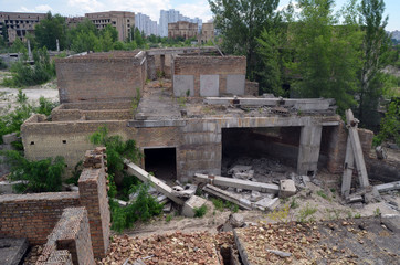 Abandoned construction site of Hospital. Abandoned at 1991,during Ukrainian undependence crisis.  Kiev Region,Ukraine
