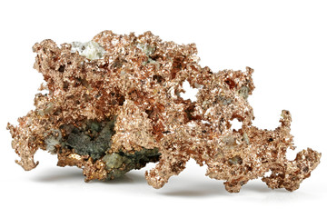 native copper from the USA isolated on white background - obrazy, fototapety, plakaty