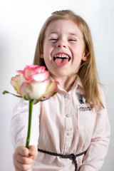 girl with a bouquet of tulips