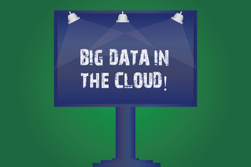 Text sign showing Big Data In The Cloud. Conceptual photo Information technology online modern file storage Blank Lamp Lighted Color Signage Outdoor Ads photo Mounted on One Leg