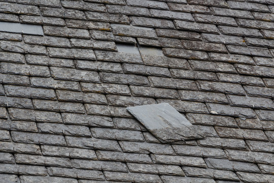 Slate detached from a roof of an house