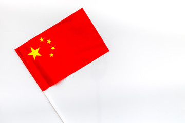 Flag of China on white background top view
