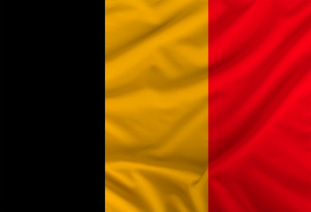 the color flag of the state of belgium depicted on textiles with soft folds