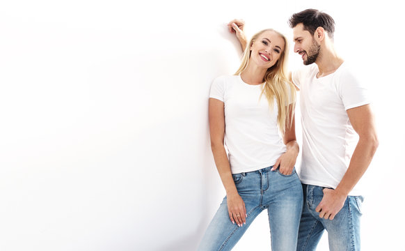 Portrait of a young, attractive couple wearing casual clothes