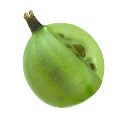 half of gooseberry isolated on white background
