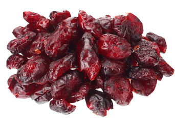 Cranberry isolated on white background. top view