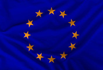 The flag of the European Union, depicted on a silk fabric with soft folds