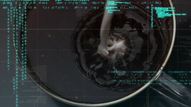 Coffee in a cup and digital codes