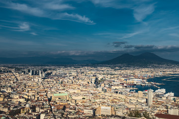 Panoramic view of Napoli and  Vesuvius, Campania, Italy