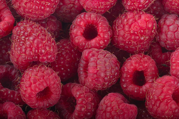 heap of red raspberries background