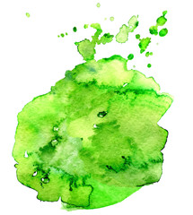 Colorful abstract watercolor texture stain with splashes and spatters. Modern creative watercolor background for trendy design.