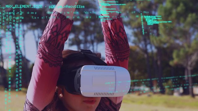 Woman wearing virtual goggles