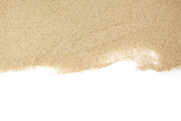 Fototapeta na wymiar closeup of a pile of sand of a beach or a desert isolated on white background