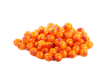 heap of sea buckthorn isolated on white