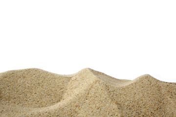 Fototapeta na wymiar closeup of a pile of sand of a beach or a desert isolated on white background