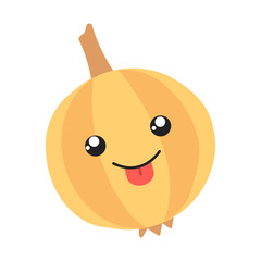Onion cute kawaii flat design long shadow character