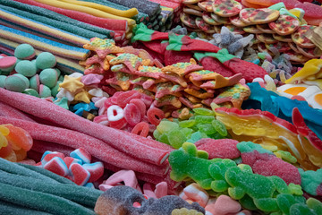 Colourful sweets on a market stall