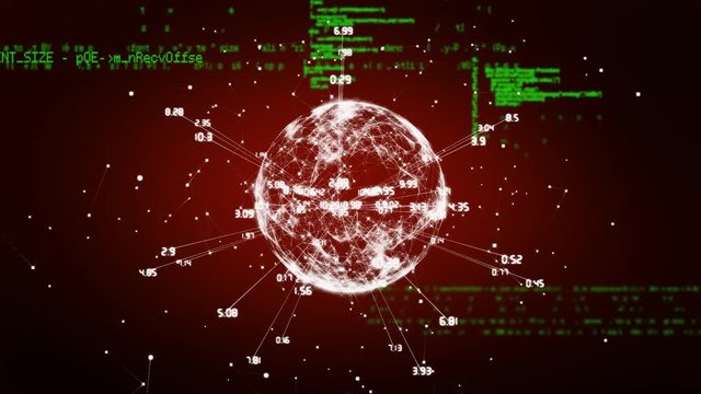 Globe with numbers and digital codes.