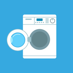 Opened wash machine illustration. Vector. Isolated.