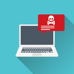 Alert notification on laptop computer vector, malware concept, spam data, online scam, virus. Vector