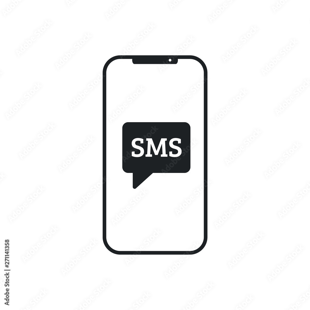 Poster Mobile Message Icon in trendy flat style isolated on white background. Sms symbol for your web site design Vector illustration