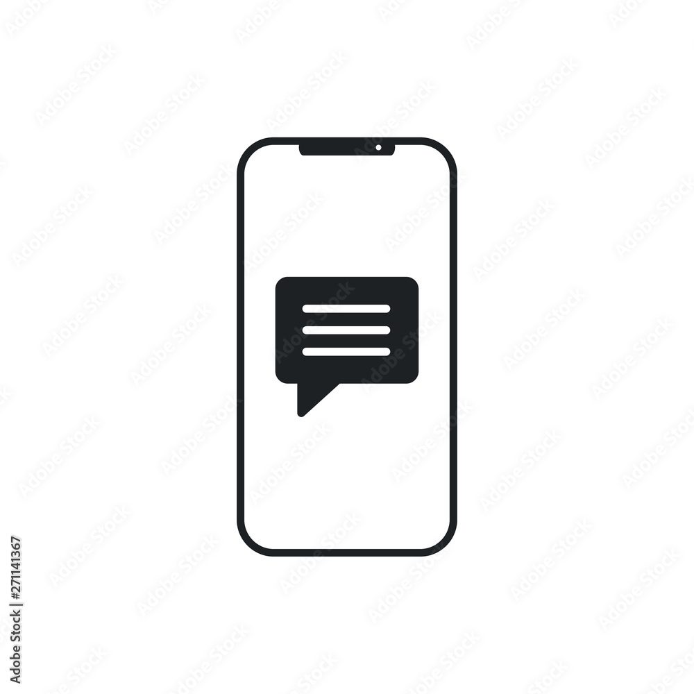 Poster Mobile Message Icon in trendy flat style isolated on white background. email symbol for your web site design Vector illustration