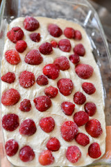Strawberry dough. Strawberry dough for baking cake.