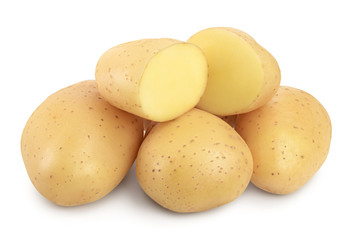 Young potato isolated on white background. Harvest new