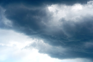 Naklejka na ściany i meble gloomy dark blue clouds before the storm