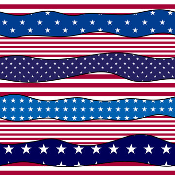 Seamless vector image. Imitation of a patchwork of a USA flag patterns.