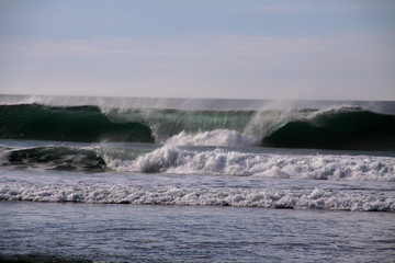 waves crashing on rocks