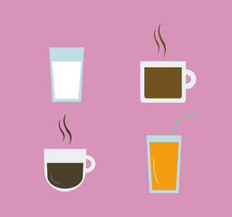 Set of 4 breakfast drinks