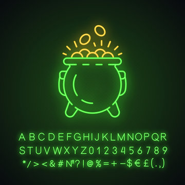 Pot Of Gold Neon Light Icon