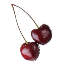 bunch of red cherry isolated on white background