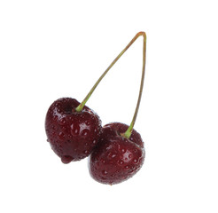 bunch of red cherry isolated on white background