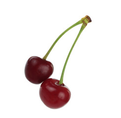 bunch of red cherry isolated on white background